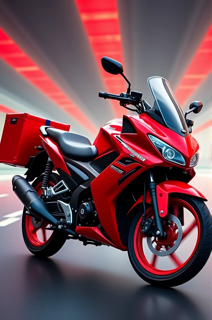 I want to create an image to offer my motorcycle courier service, I want to have a motorcycle style 110 wave nf model 2006, and that the image is only with red colors on board