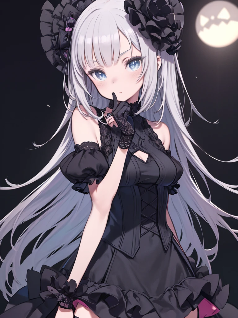 v5lcn style,(Highest quality,Tabletop:1.2),(Anime Style,Comic Noir Style:1.1),One Girl,Cute Style,Adorable,Highly detailed eyes,Highly detailed face,Very fine hair,8k,solve,Gothic Dress,Gothic Punk