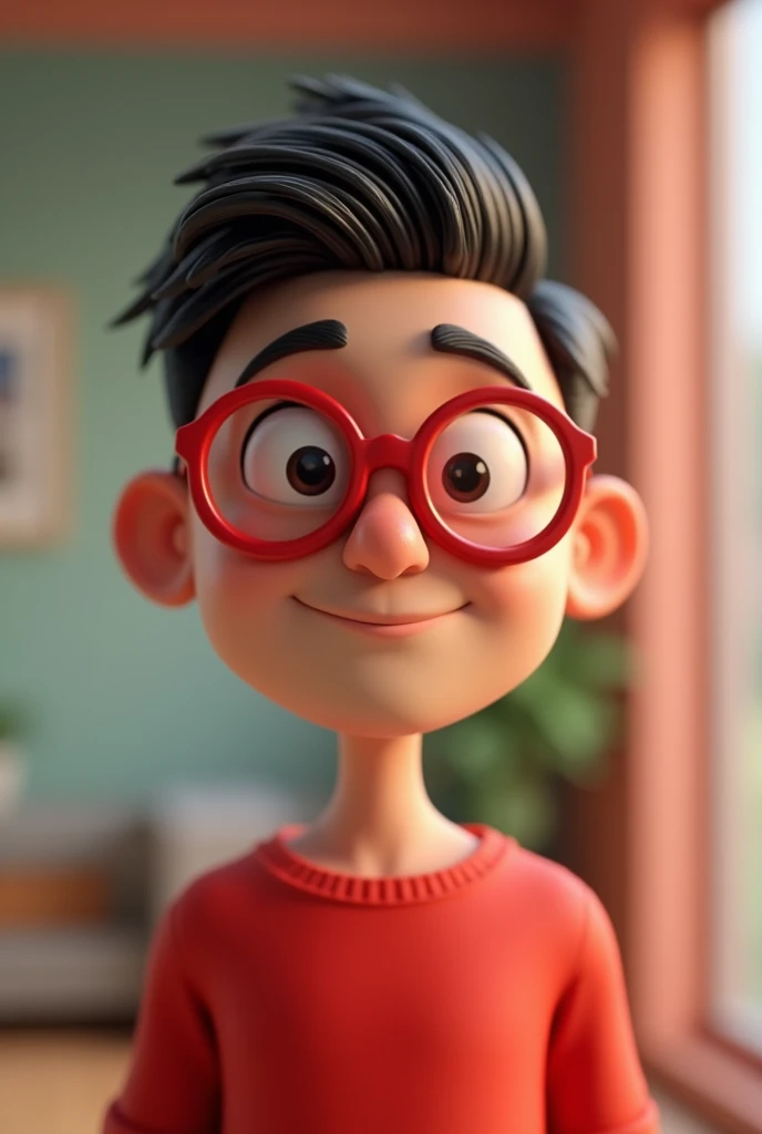 Cartoon character of a man with red glasses and a red shirt, animation character, stylized character, animation style rendering, 3d stylized, Arnold Maya render, 3 d render stylized, toon render keyshot, 3d character, 3d character, 3d rendering stylized, 3 d character render, cartoon character, Close up character, Character pose, (Pixar style) (master part:1.2) (Bokeh) (best quality) (detailed skin) (detailed texture) (8k) (clay) (Cinematic lighting) (sharp focus)