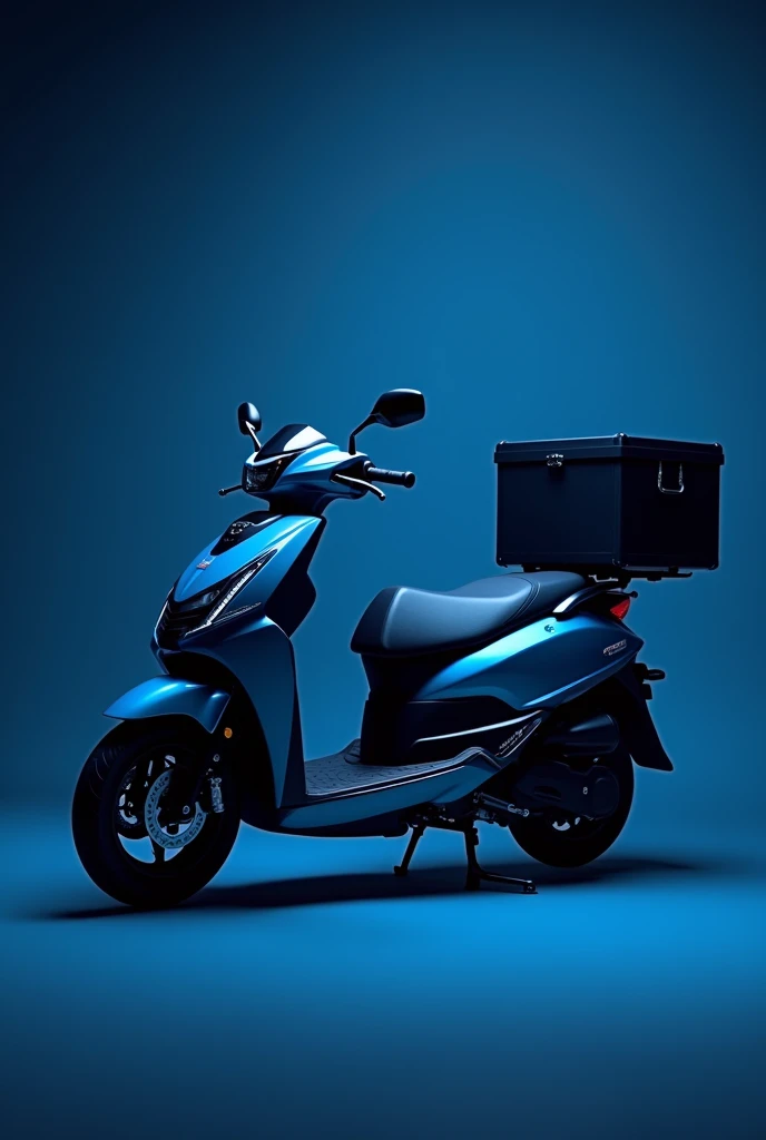 I want to create an image to offer my motorcycle courier service, I want to have a motorcycle style 110 wave nf model 2006, and the image is monochrome, Blue to very dark blue.
very important, the bike is 100cc, Honda Wave NF style, with a black delivery box behind.