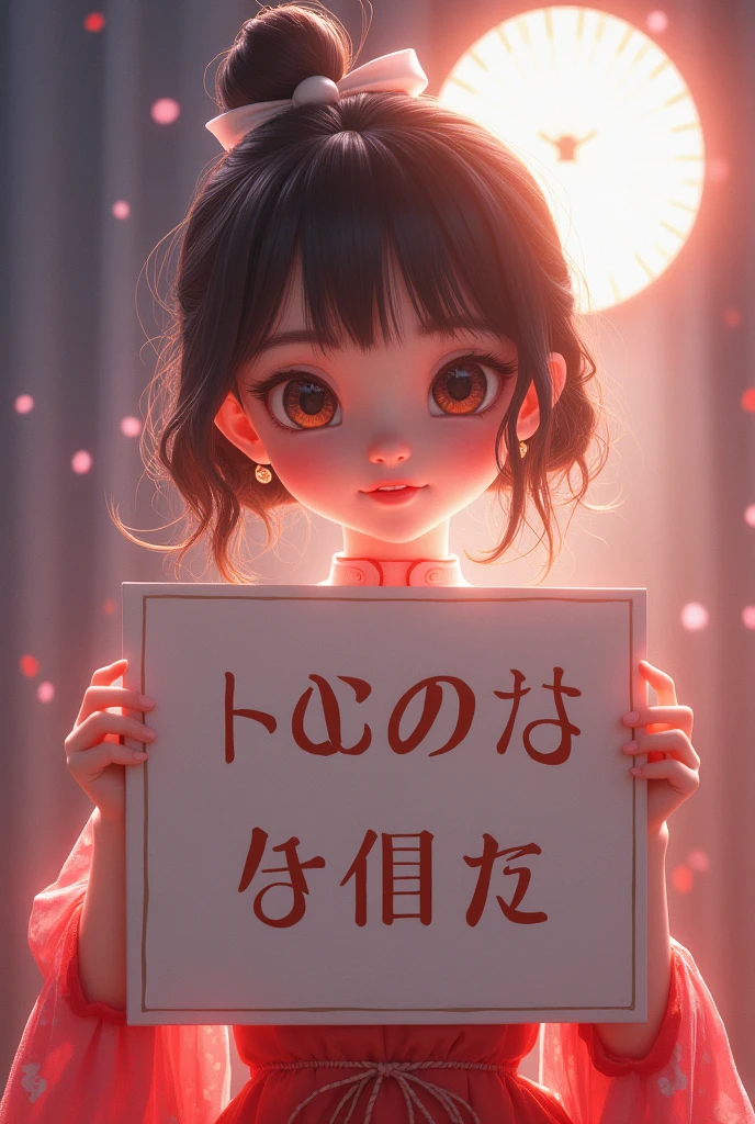A beautiful and cute woman holding up a sign "A beautiful and cute woman holding up a sign "Woman dreaming of being in the spotlight", Joyful, Happy, Realistic, ８K、Super cute、Japanese、Idol