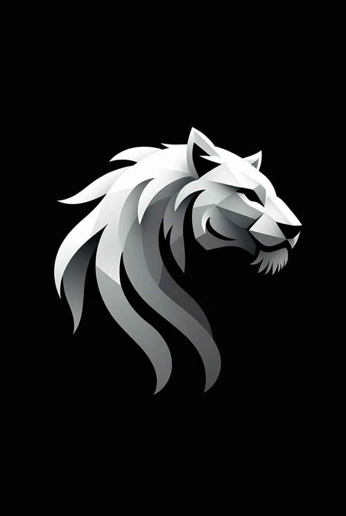 Make a logo of a white tigr on a black background, The tiger has to be futuristic, so make it totally minimalist as minimalist as you can and abuse a lot of geometric shapes, Make it so minimalist that you only have geometric and futuristic square silhouettes, It has to be minimalist to the point that there is no eye