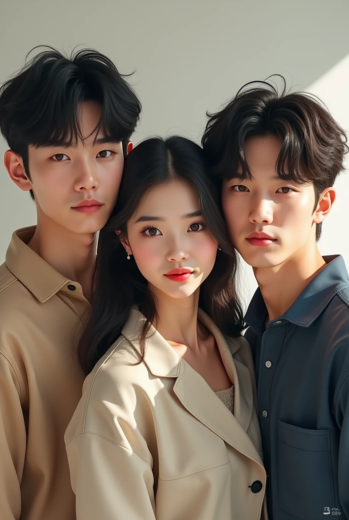 Triplets two males and one female 16 years old Koreans real appearance 