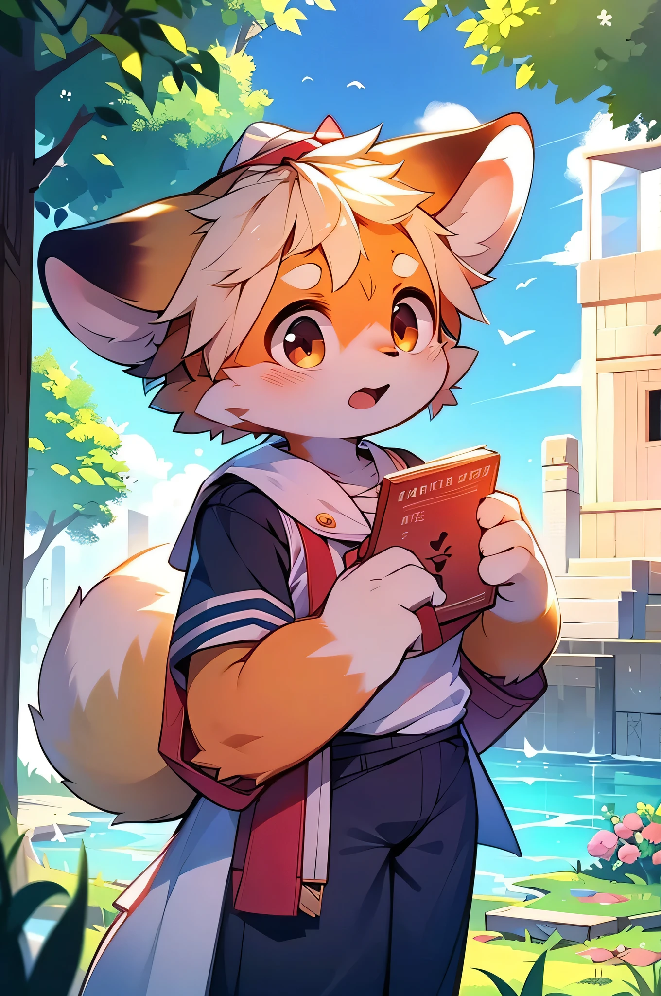 超High resolution,Awards,Highest quality,super high quality, Very detailed,High resolution,4K,animeのかわいいアートスタイル,Rice field scenery,(Cheerful teenager,13 years old:1.3),anime,alone,single,male,Red Panda,retina,Accurate,masterpiece,Eye-level shot,Like a sailor suit,Anatomically correct,(expensive),expensive,Cute Face,City,Awards