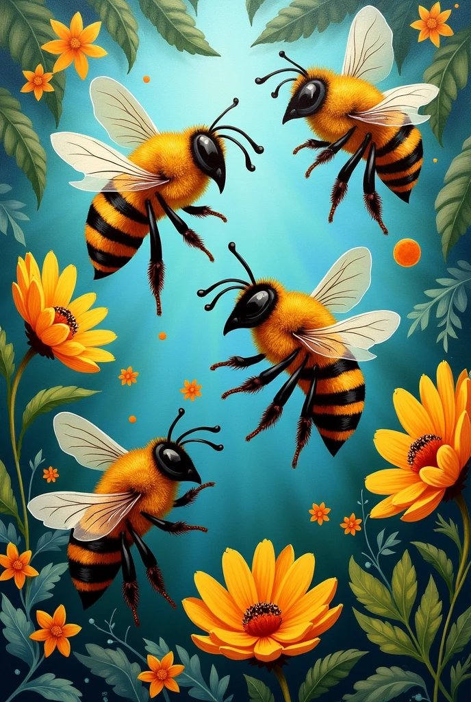 Mural by a student illustrated with bees