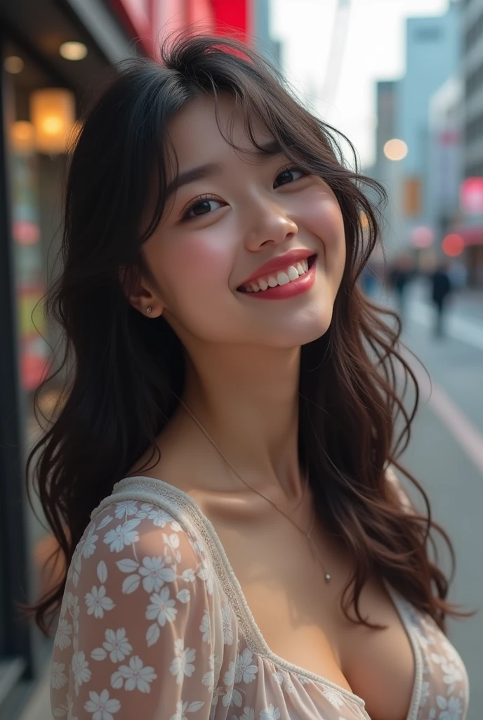 1 girl、in Tokyo street、Cityscape、(((Full nudity)))、Close-up、Laughter、、(8k、RAW Photos、Highest quality、masterpiece:1.2)、(Realisticな、Photorealistic:1.37)、Highly detailed eyelash drawing、(((Best image quality))),huge 、Fine skin, (Beautiful Hair), (perfection ???????), (Realistic), (Dynamic Angle), Seductive pose,perfection,Sensual look、Highest quality、High resolution、,(((、Free pose、smile、)))