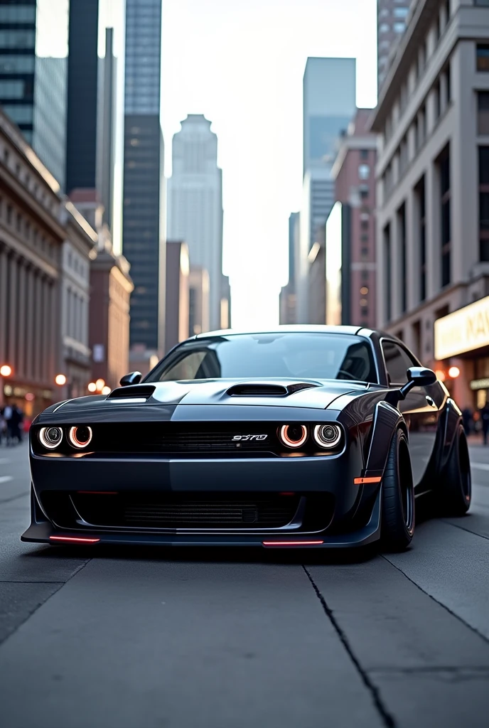 Make me a front car that is a fusion of a Camaro zl1, one Shelby GT500 and one Hellcat