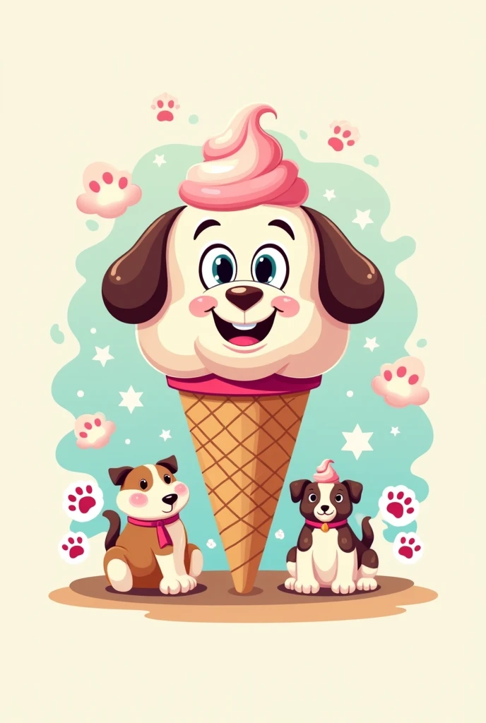 Logo of an ice cream shop that allows pets 