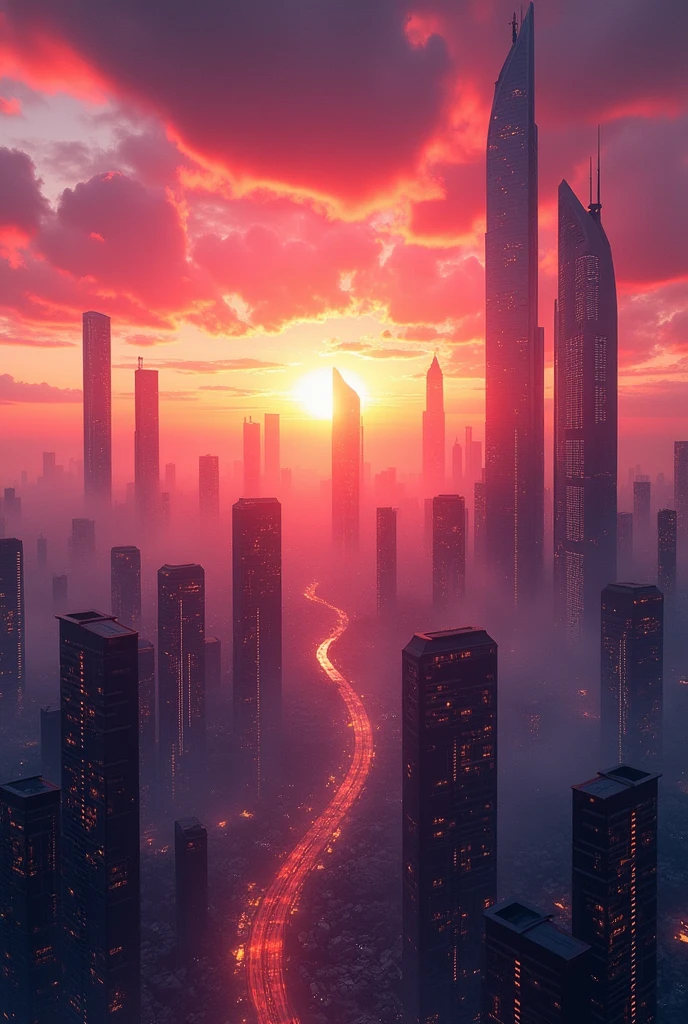 Sunset sky city