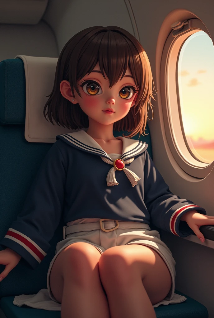 SFW ((fermer)) visage parfait, yeux détaillés, texture détaillée des vêtements, Qualité supérieure 8K ultra-détaillée (chef-d'œuvre:1.2)(ProfessionnelPhoto:1.37), Extrêmement détaillé (Reclined Pestenger seat) (Écolière penchée en arrière), est, écarter les genoux, Uniforme de marin avec ruban rouge (((culotte blanche))) PrincesseTiara, anatomie correcte, main parfaite (4 doigts et un pouce), Doigts enfantins corrigés, ligne jambe-pied corrigée, (bras cachés), ((Lumières colorées et étoilées au crépuscule))