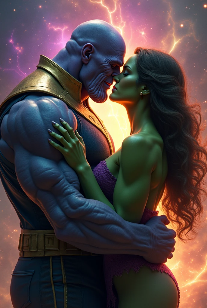 Thanos and hulk kiss 