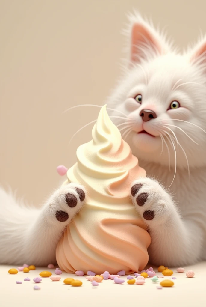 Ice cream and paws around it