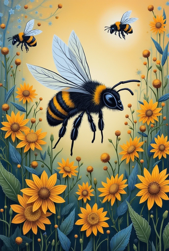 University student mural with illustrated bees