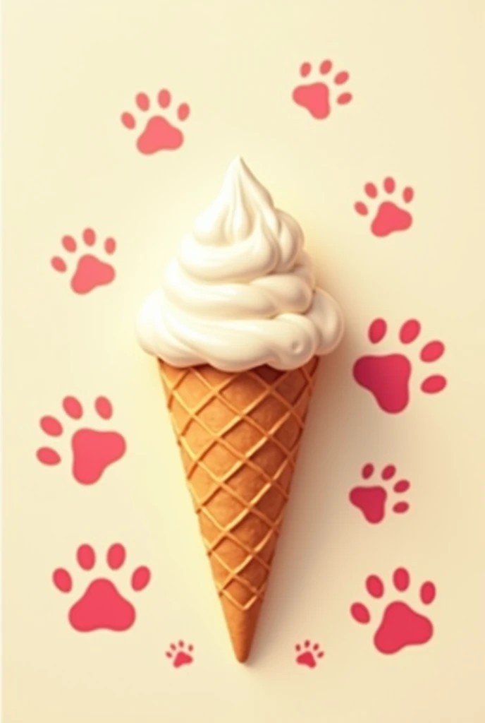 Ice cream and paw prints around it