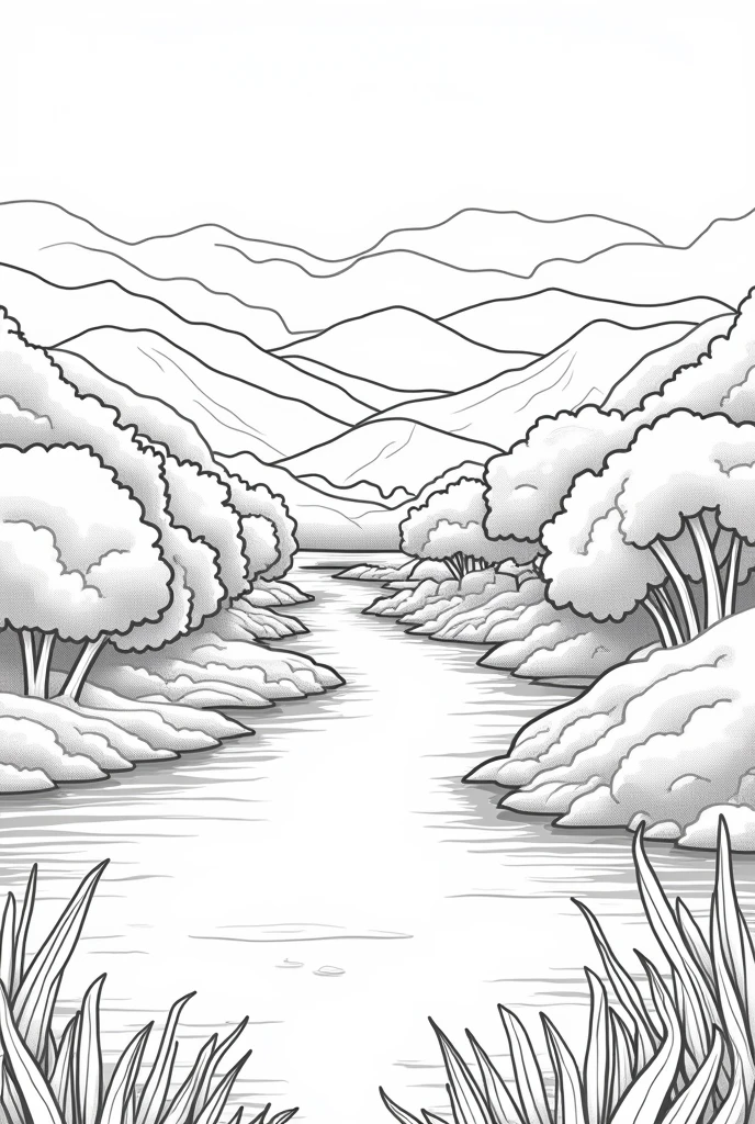 Magdalena River for coloring Not so detailed for coloring River without lines and with a simpler landscape FOR COLORING