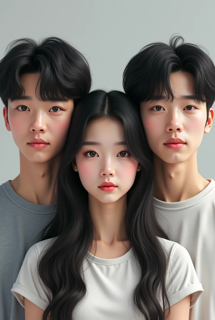 Triplets two males and one female 16 years old Koreans real appearance