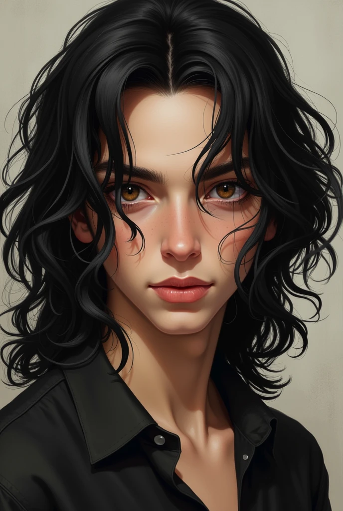 naughty man, Youngh, medium long black hair, eyes browns, stark, Grinning, offwhite, regatta
