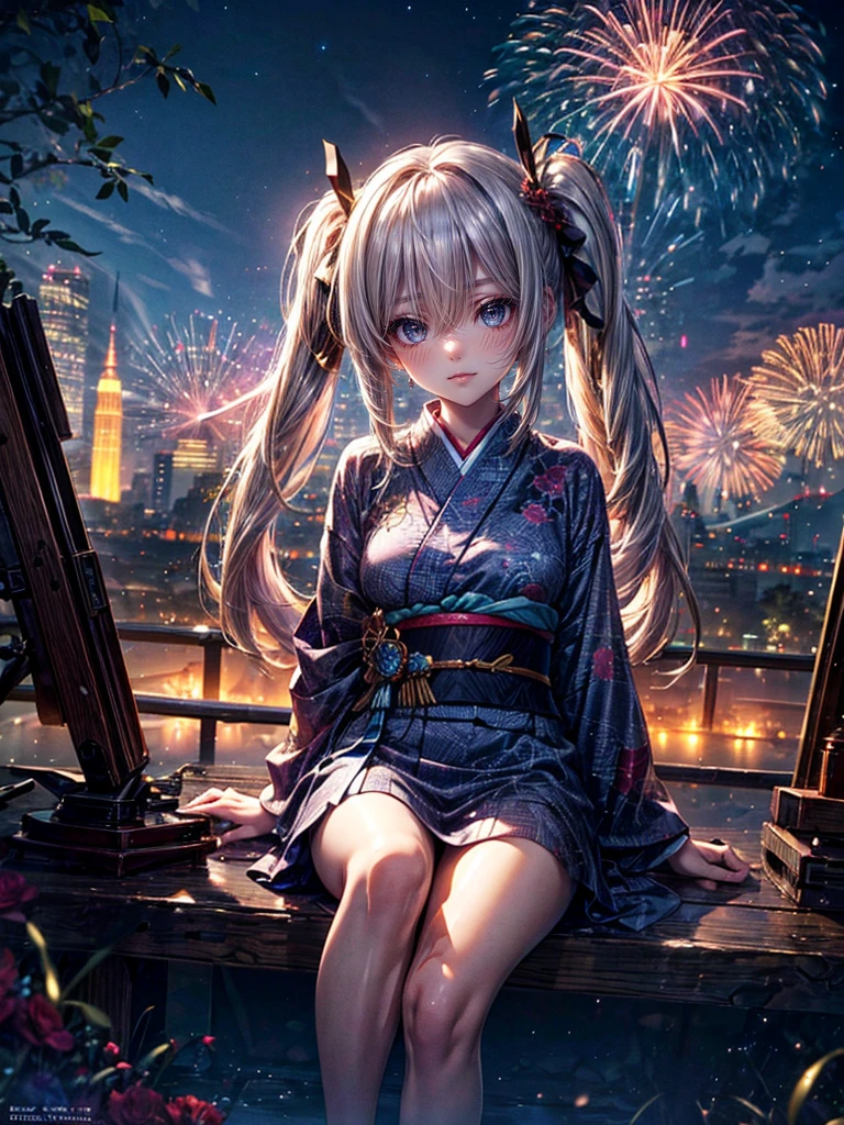 High resolution, Winner of numerous awards, Ultra high definition, Textured skin, Retina,
masterpiece,(bestquality),highlydetailed,ultra-detailed,1girl, (A composition where a girl is sitting on ロボット:1.4)(Watch the fireworks)(natural lighting,confidentexpression),(panorama:1.2),mecha, smile,angle、chrome,raw(A beautiful girl in a yukata with blonde twin tails:1.5)(Fireworks lighting)星空Gaze, Gaze,