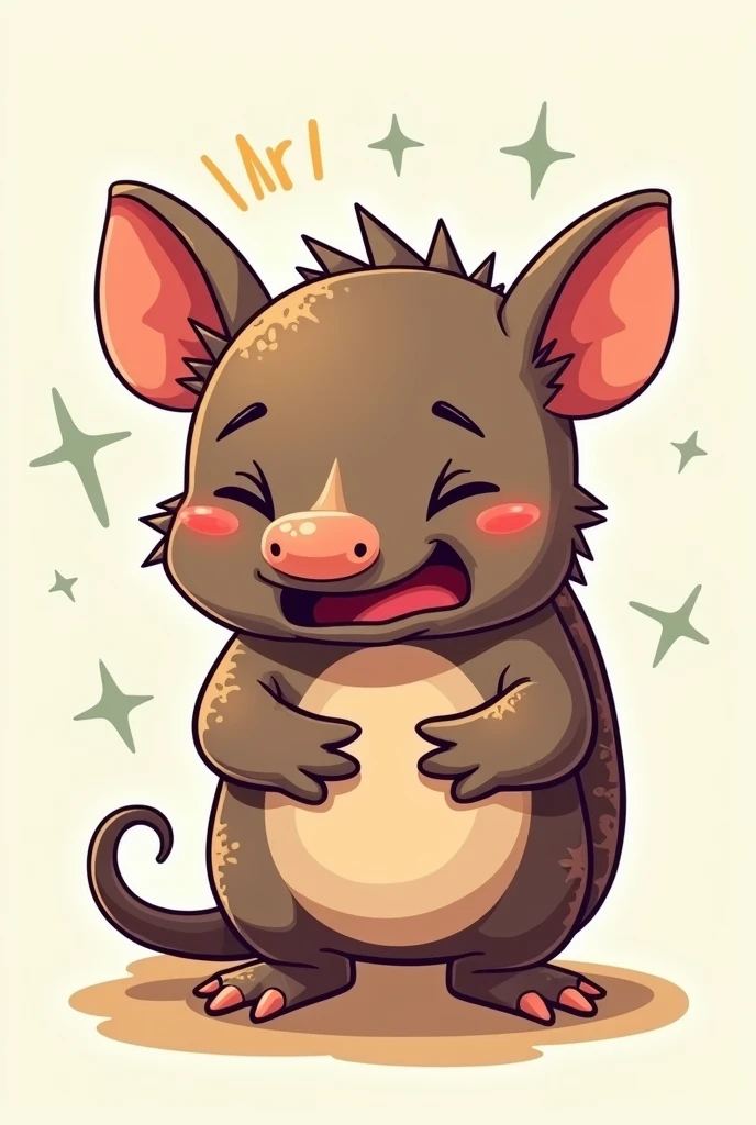 Animated sticker style armadillo with fever