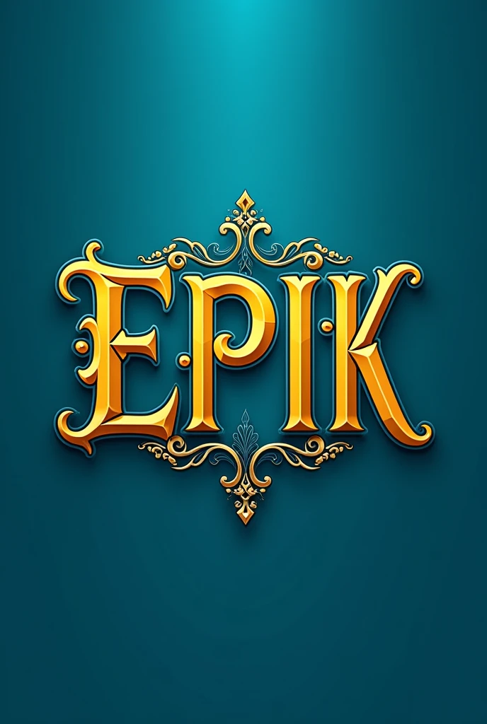 Logo for a clan called EPIK with fancy yellow letters and cyan background with size for profile picture
