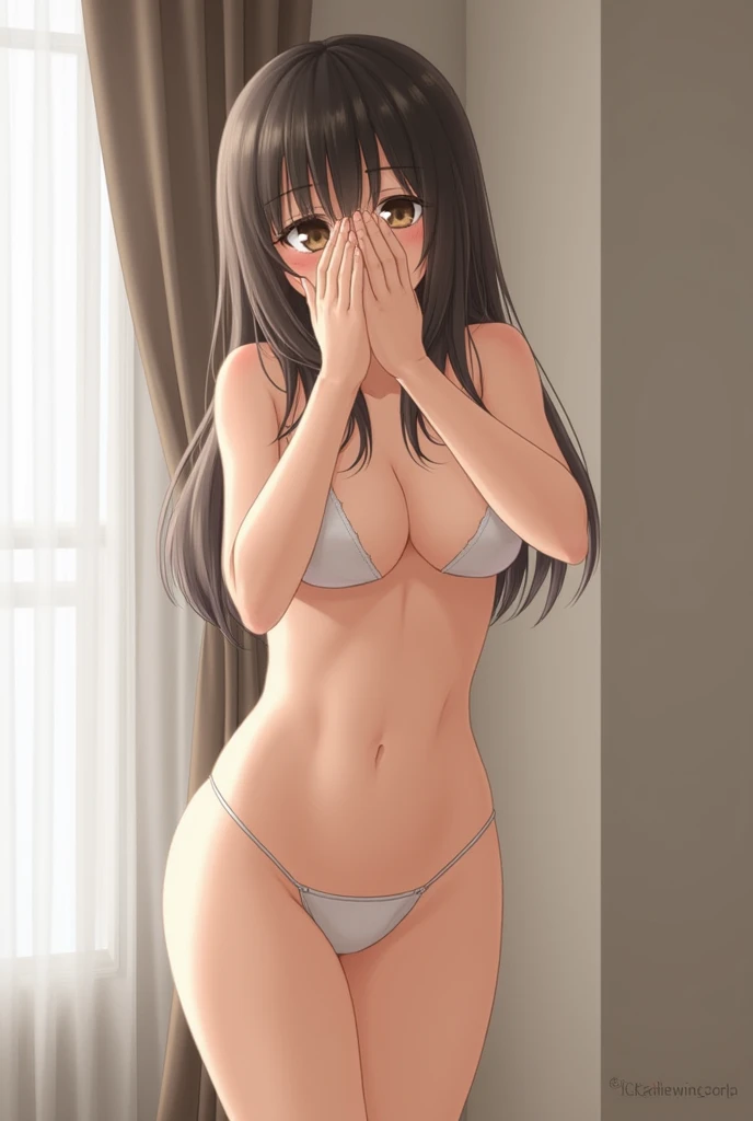 Breast flash,Panty shot,Embarrassed look,Estrus,Embarrassing,Punishment,Cover your face with your hands,Realistic,Japanese,Looks like the real thing,M-shaped legs