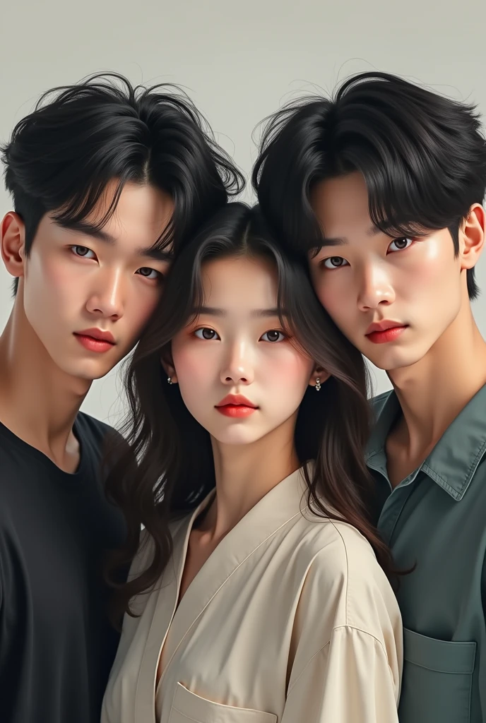 Triplets two males and one female 16 years old Koreans real appearance 
