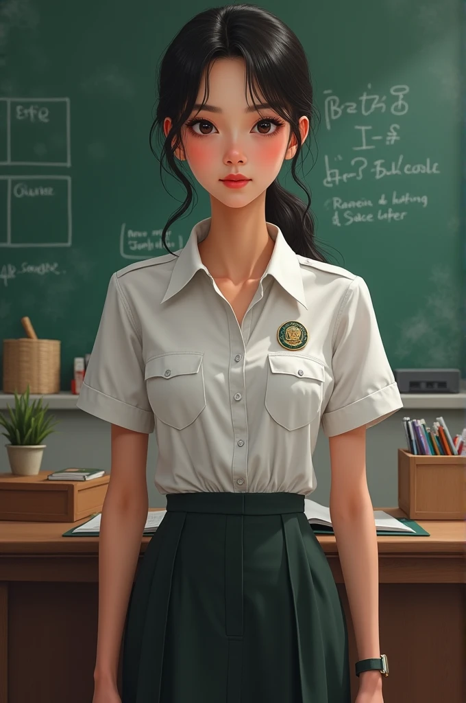 Creat Burmese Teacher sexy girls full body with uniform