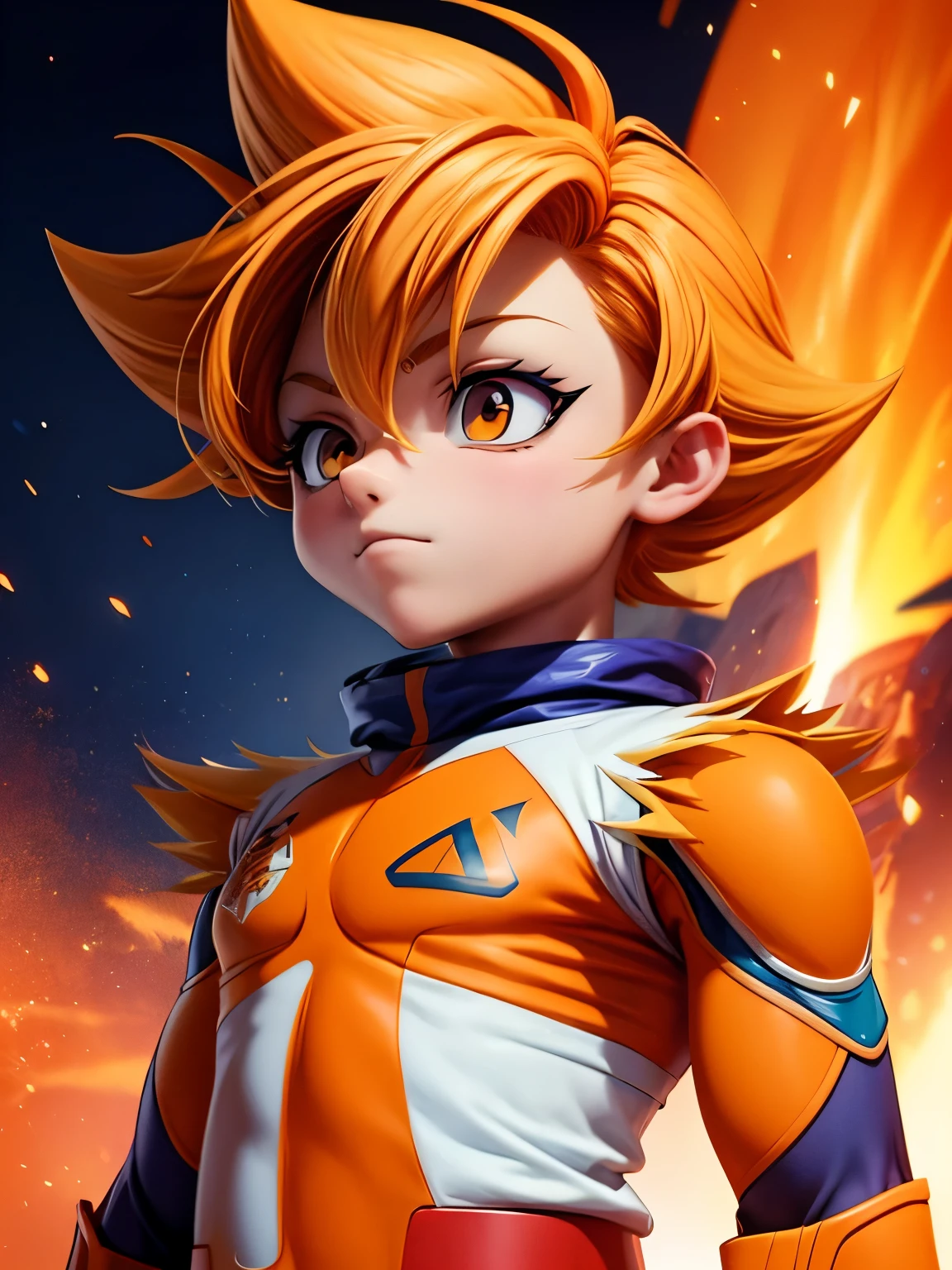 Gender: male
Eye color: orange
Physical appearance: handsome,13 years old teenage boy,has a tube oxygen, 
Description: rebellious, artistic,power ranger style, and cynical.