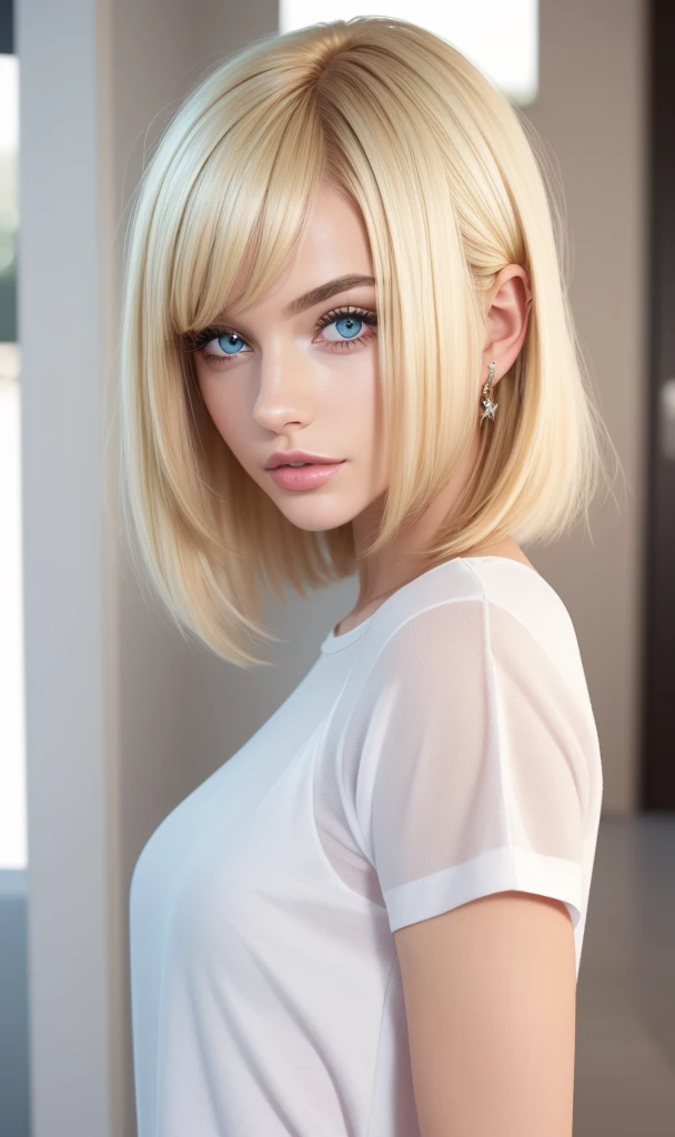 lbobh2024, 1 girl, best quality, masterpiece, photorealistic, raw image. cinematic lighting,long bob hairstyle, blonde