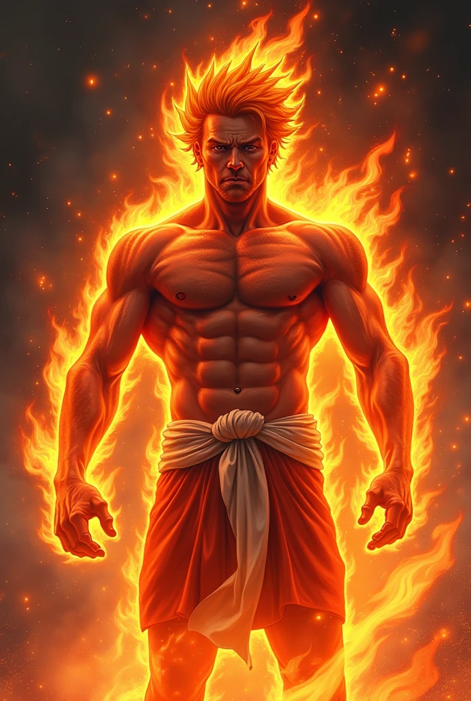  ANIME SATORO GOJO ON FIRE ALL OVER HIS BODY