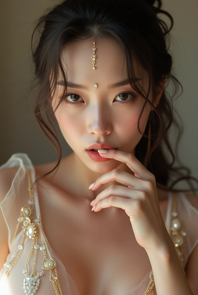 (RAW: 1.2), (Realistic: 1.4), (Clarity: 1.4), (Two women), 16 years, ((Height: 2.0)), ((Obesity: 1.6)) ((Tongue nails), (Lip nails), (Umbilical nails), (Precious stones refract dazzling light))), ((Breasts: 1.8), (Areola: 2), (Abs: 0.7), (Glutes: 2.0), (Pale skin, thin skin, seductive expression, double eyelids, lips with gelatinous texture, glossy lips, small cherry mouth, small lips turned up, lip pins under the lips, pattern under the eyes, golden pattern tattooed on the forehead, diamond fixation on the forehead, shiny hair on the forehead, (((flawless skin texture)))), real pores, textured skin, (using gems, pearls, emerald, amber,), (dynamic hair, high ponytail hairstyle, frizzy hair clips, layered hair, wet hair, loose hair, wet skin texture), sweat dripping throughout, shiny skin, glowing skin, radiant, eyes looking at camera, High Quality Detail, Cinematic Lighting, ((Backlight)), Absurd, Unbelievably Ridiculous, Huge File Size, Ultra Detailed, High Resolution, Very Detailed, Best Quality, Masterpiece, Illustration, Very Detailed, CG, Unified, 8k Wallpaper, Incredible, Fine Detail, Masterpiece, Light on Face, Backlight, Cinematic lighting, (((Wide-Angle Lens)))), (((Fisheye))), ((Side to Lens)), ((Bottom View)), (((Tall Jumper Height Proportions)), (((No Panties))),((No Pants))),(No Socks))),(No Skirt))),((No Shoes))),(Barefoot))),((Dynamic Pose)), (Fighting Posture))), ((Full Body))), ((Leg Elevation)), (Leg Clearance))))), (Greek Foot), (Carefully Manicured Nails),((Delicate Little Fingers, Perfect Fingers)))), (Camel Fingers), ((Correct body structure)),(((Correct dissection))),((Clothing: transparent cheongsam made of transparent plastic, high slit design))),(Precious stones, diamonds, pendants, necklaces, waist chains, earrings