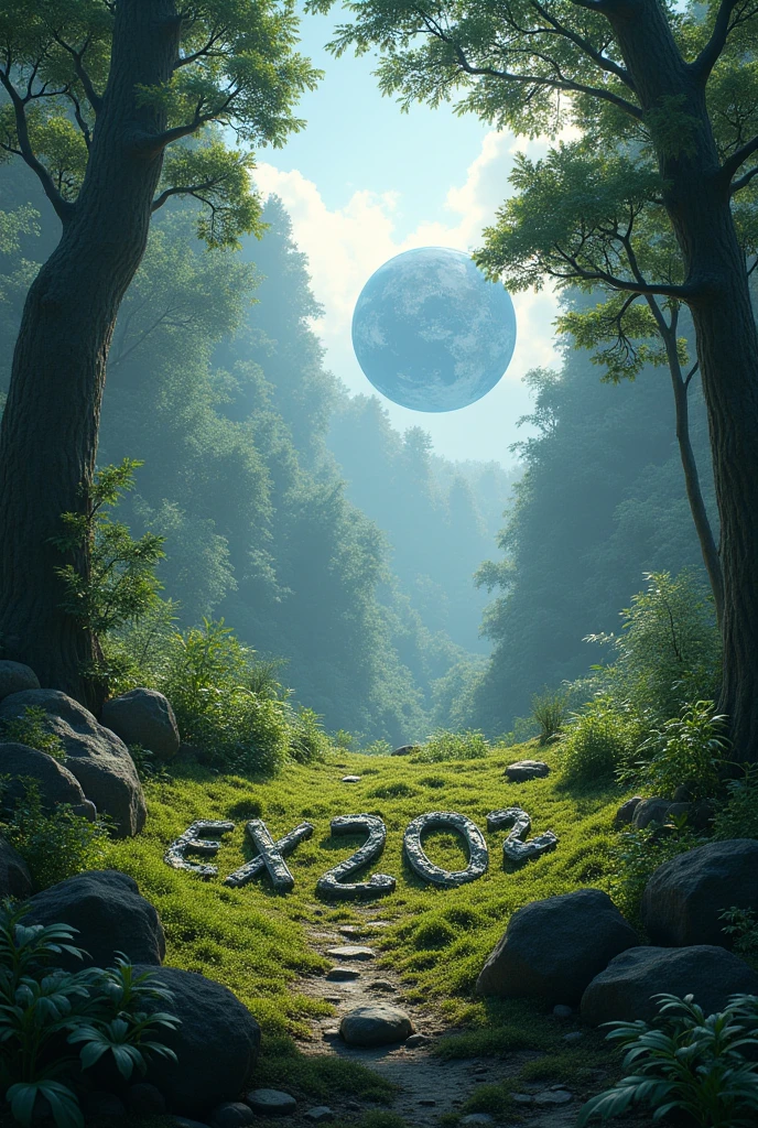 There should be earth visible in the forest. with sticks and stones should be easy "ex20,23" be readable