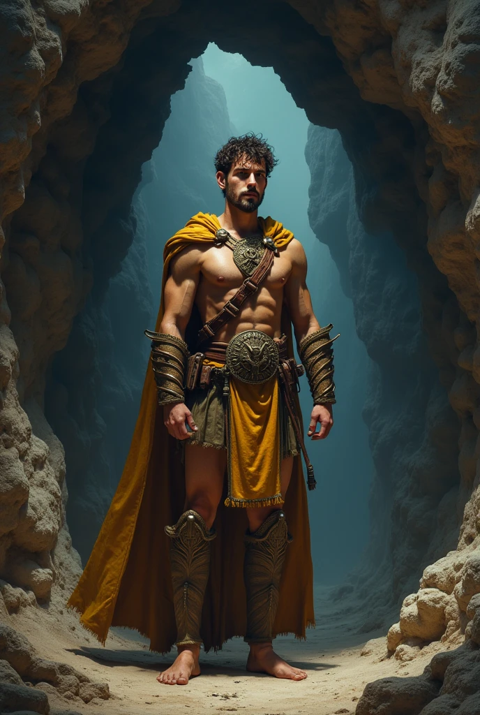 A young man god guardian of a cave