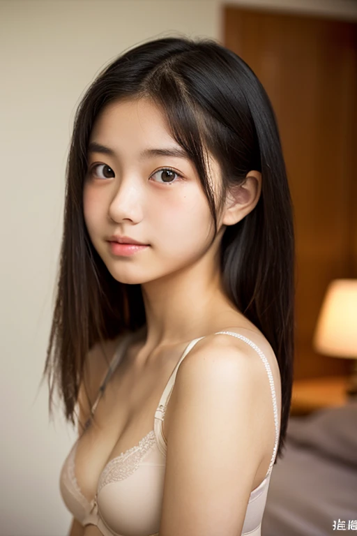 (Highest quality), (Cute 14 year old Japanese girl),  (Moisturized lips), Narrow eyes, double eyelid,Delicate clavicle,Flat Chest,Black Hair、Mr...々Hairstyle、,
 (Let me me me me&#39;Let me me me&#39;Let me me&#39;Let me&#39;Let&#39;s take another look),  shame, Open your mouth a little,
(Stylish rooms:1.2), Professional Lighting, 
(Sexy underwear), (Sunburned skin:0.2),Full body photo、Full Body Focus、Natural skin texture、A neat and tidy honor student、See-through string underwear、middle School girls
