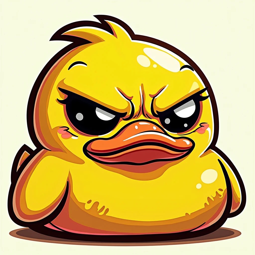 frumpy pouting upset unhappy rubberduck, juxtaposed by the silly adorable too cute precious kitten smiling and photobombing, wordless meme,
