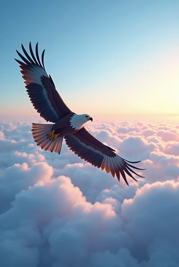 Eagle flying over the clouds