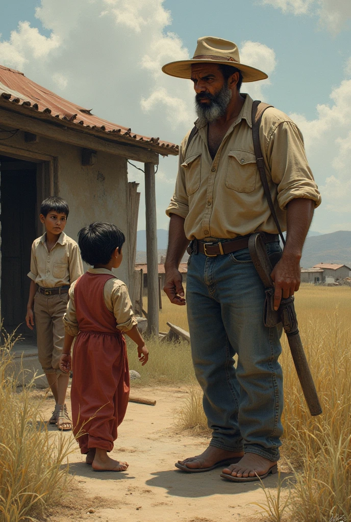 The farmer's boss treats the family of migrants with contempt, drawning
