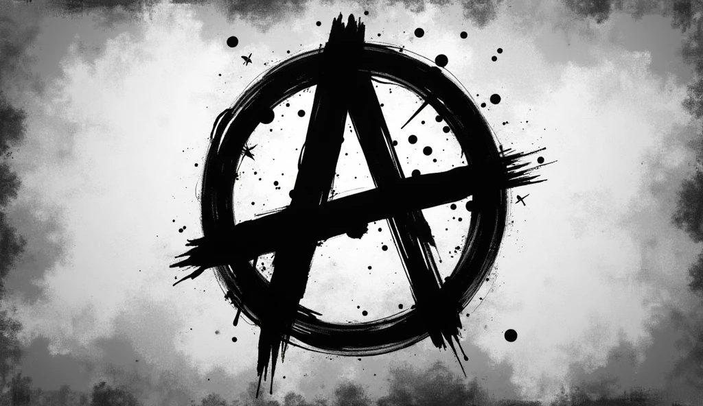 create an anarchist flag with a gray background with light black spots