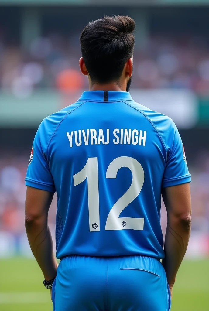 Full sky blue indian cricket jersey whose back side name yuvraj singh number 12