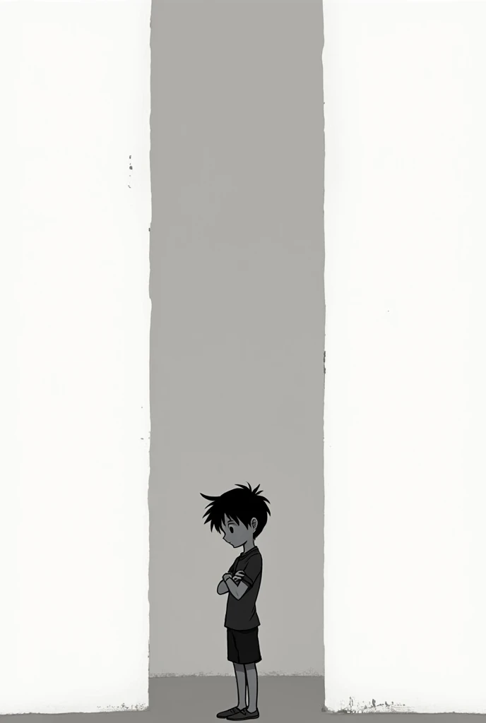 ((drawing style)) thin young man when he opens the door looks at the sky