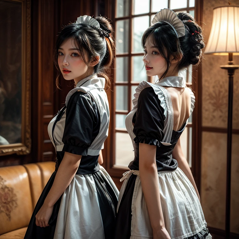 SFW, (Extremely Detailed((Kawaii Maid Group in a row:1.37))), Childish perfect face, Reflective Eyes, Detailed(Delicate Clothing textures), Dynamic Joyful Expressions LifeLike Rendering, (Specular Reflection:0.2), TopQuality 8K Ultra-detailed masterpiece (ProfessionalPhoto:1.37), (Acutance:0.8), (Luminism:1.28), (Renaissance art style), (Light particles:0.75), (Muscle:-0.5), ((Full body from side)) skirtlift