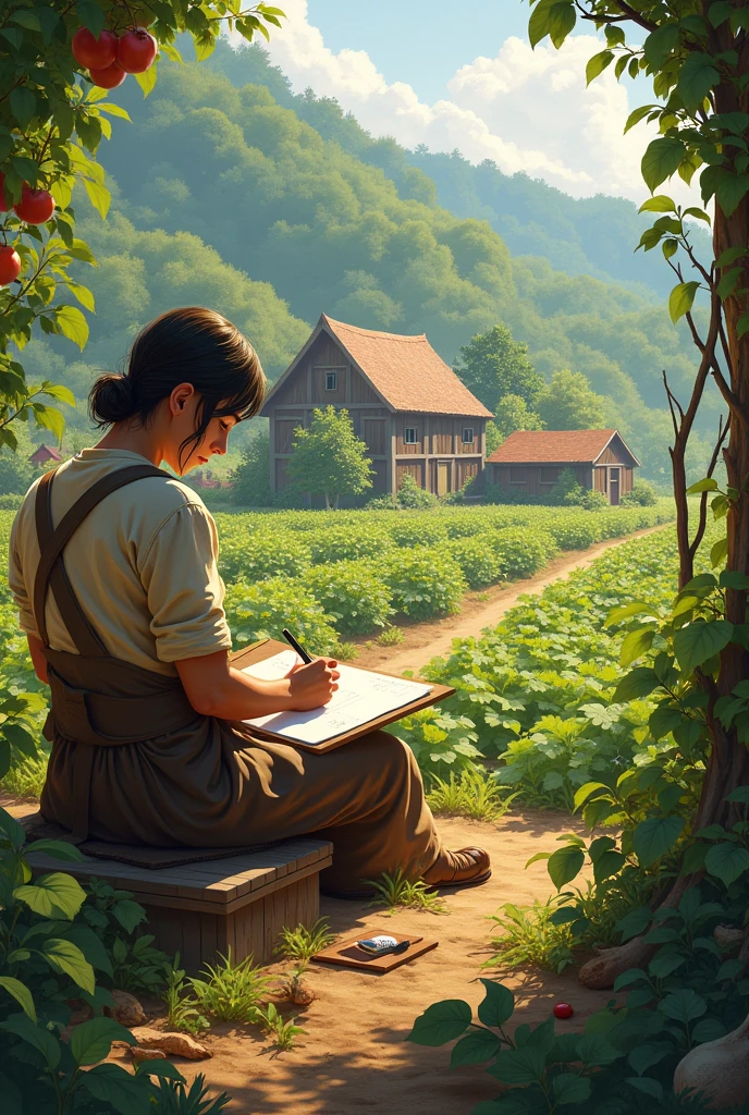 Retreatant working on a rich farm, drawning