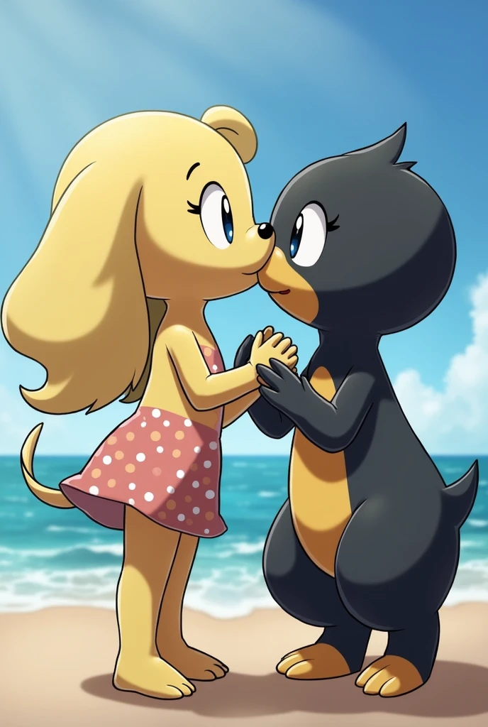 Lillie from Pokemon Sun and Moon kisses a big thick black cock