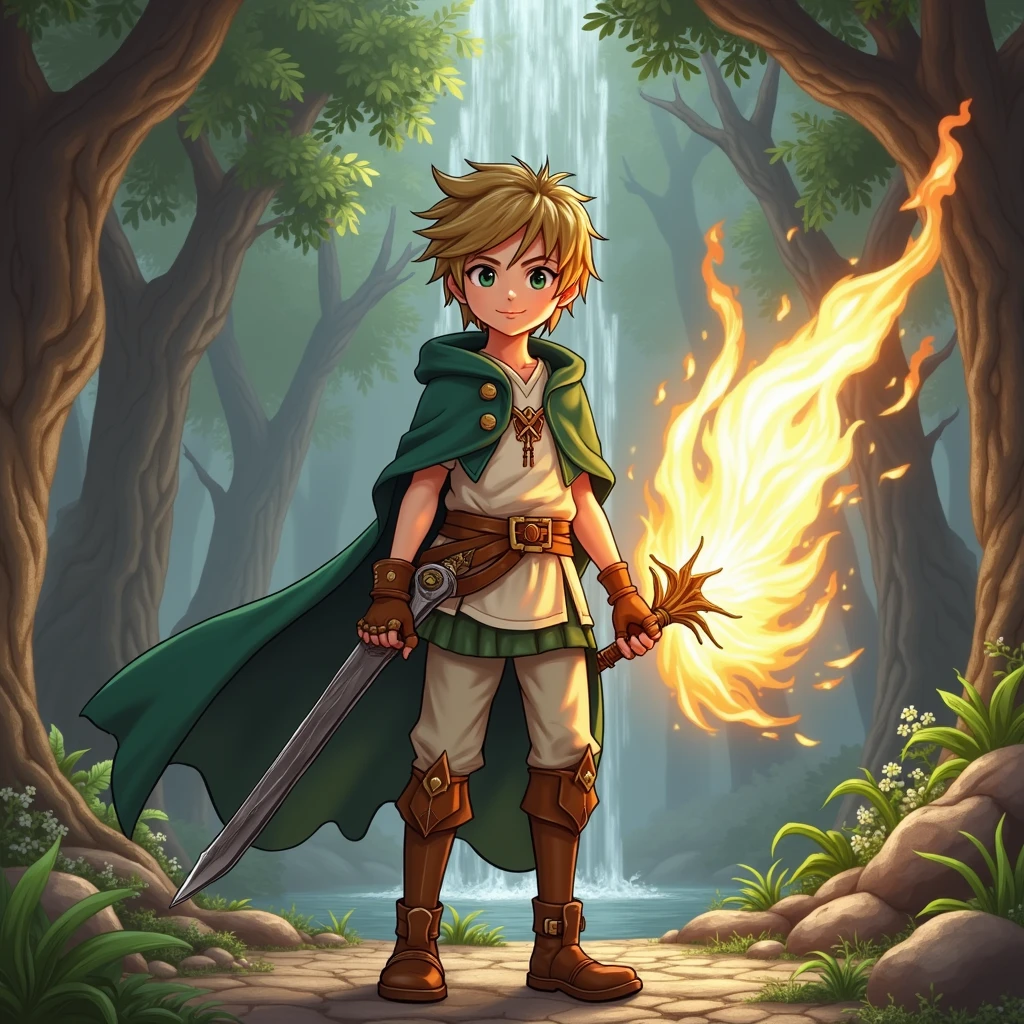 Riku and Fio leave the magical forest.、I reached the Fountain of Spirits。In this fountain、Powerful spirits reside there、It is said that you can borrow its power.。