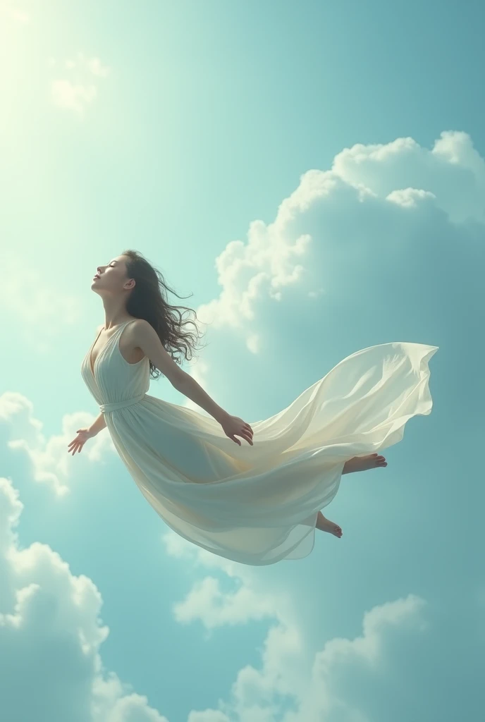 A person flying in the spoon position 
