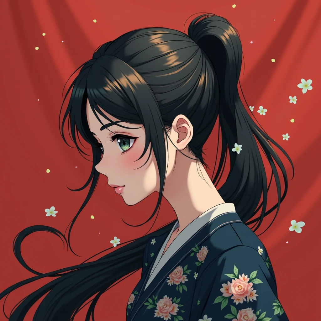 Anime, flowing hair, detailed facial features, detailed eyes, delicate skin, elegant summer dress, serene expression, detailed background, natural lighting, vibrant colors, (best quality,4k,8k,highres,masterpiece:1.2),ultra-detailed,(realistic,photorealistic,photo-realistic:1.37),concept art