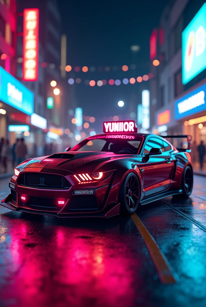 The name Yunior on a power party car