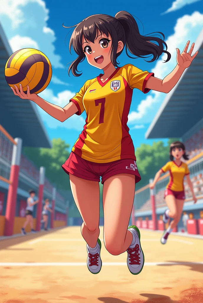 I need an anime character from the anime Kaikyū!! He should be a boy with long tied black hair and the volleyball uniform.
