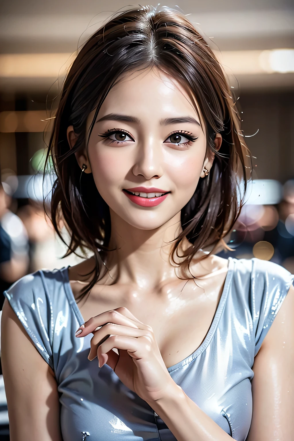 Tabletop, Highest quality, Very detailed, Shine, Shine光, Ray Tracing, hard diskR, Written boundary depth, (Perfect Face, Detailed face, Beautiful Eyes,Perfect hands,Perfect Fingers), 8k,hard disk,Ultra-realistic faces,Ray Tracing,Perfect lighting,Highest quality, Very detailed, Shine目, (Looking at the audience,smile with open mouth:1.1), ((1 girl)), (Mature Woman:1.4), chic,
1 girl,alone, Upper Body, (Police uniform), smile