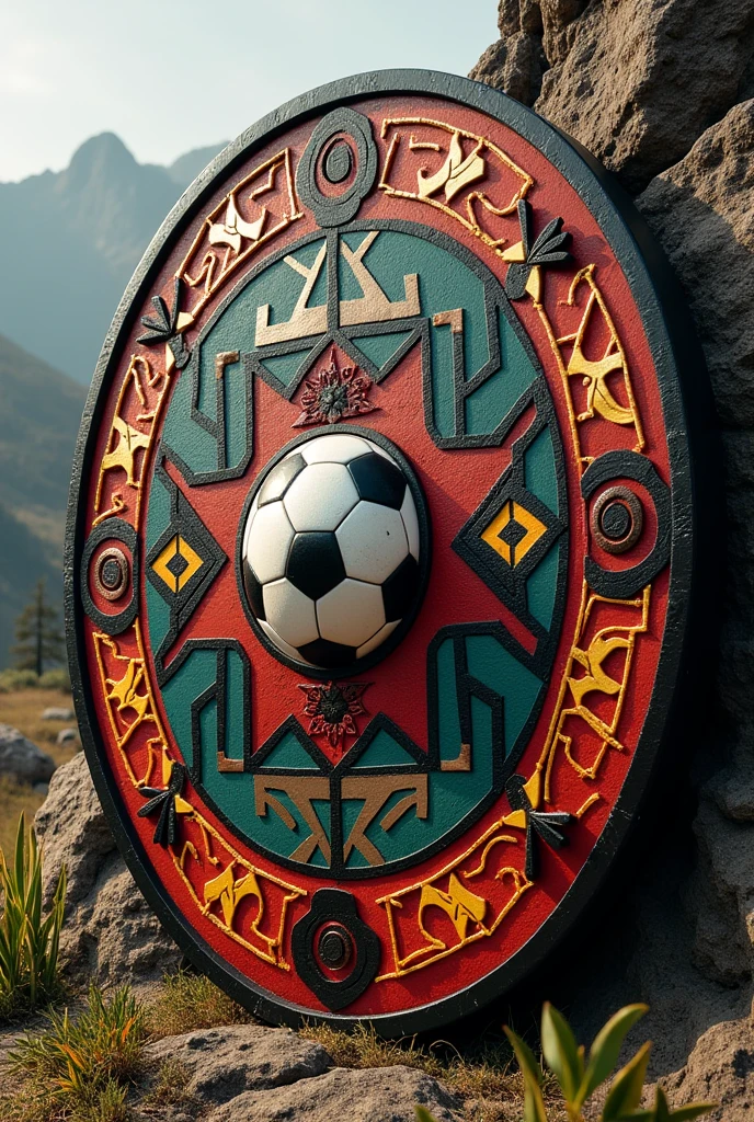 Create shield "Copa TP" of football inspired by the Mapuche people and the Monsignor Francisco Valdés complex in Curarrehue